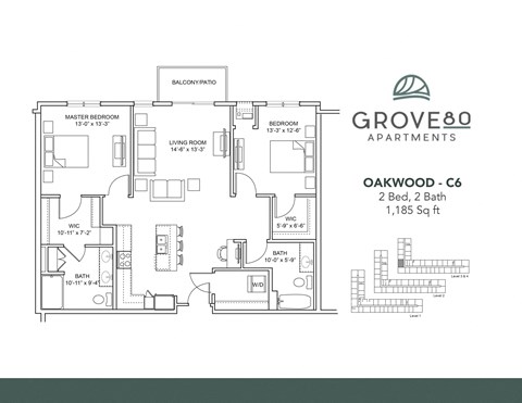 Oakwood - C6 Floor Plan at Grove80 Apartments, Cottage Grove, MN, 55016